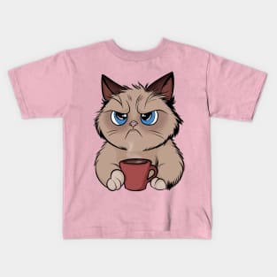Cat Needs Coffee Kids T-Shirt